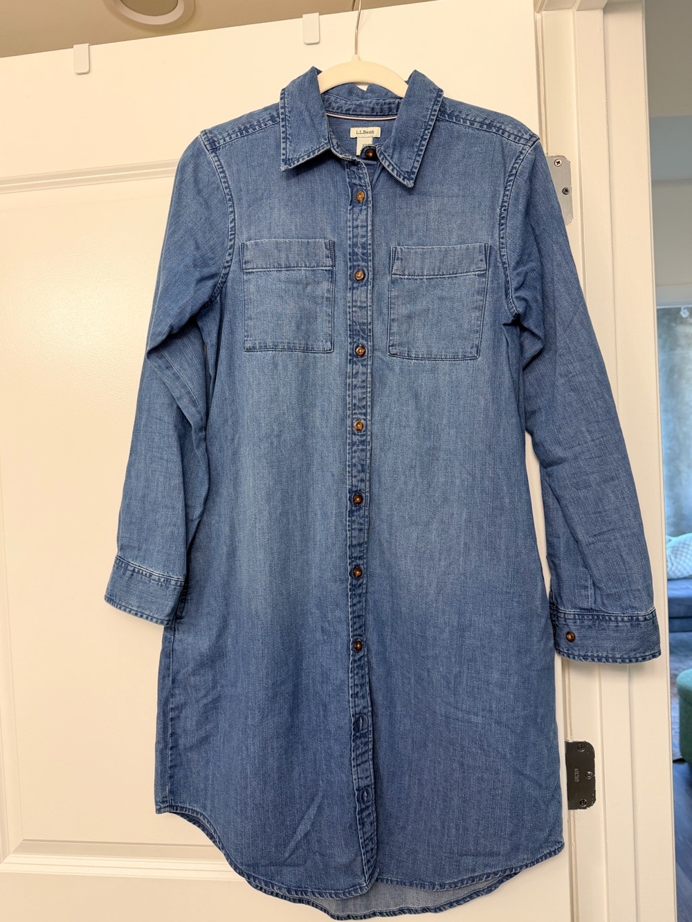 LL Bean 100% Cotton Denim Shirt Dress - XS